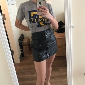 leather looking button down skirt